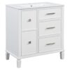 Bathroom Vanity With Ceramic Sink, Flip Out Drawer Design For Plumbing, Soft Close Drawers - White - Image 14