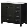 Bathroom Vanity With Ceramic Sink Combo, Abundant Storage Cabinet 2 Soft Close Doors And 5 Drawers - Black - Image 14
