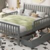 Full Size Platform Bed With Guardrails On Both Sides And 2 Storage Drawers - Gray - Image 12