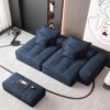 Modern Oversized Modular Sectional Sofa With 2 Chaise Lounge And 2 Armrest, Sparkling Chenille Fabric Soft Cushion Sofa With 4 Pillows, 4 Pieces Diy Combination Tufted Sofa, No Assembly Required - Blue - Image 9