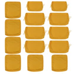 14 Pack Cushion Covers For 7 Piece Wicker Rattan Sectional Sofa (6 Seater), Outdoor Seat And Back Slipcovers With Zippers - Yellow