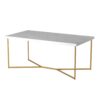 Modern Glam Metal And Faux Marble Coffee Table - White / Gold - Image 3