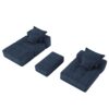 Modern Oversized Modular Sectional Sofa With Ottoman, Seat, Chaise Lounge And Armrest, Sparkling Chenille Fabric Soft Cushion Sofa With 4 Pillows, 4 Pieces Diy Combination Tufted Sofa, No Assembly Required - Blue - Image 22