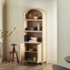 Modern 3 Shelf Open Arched Bookcase Cabinet - Oak - Image 9