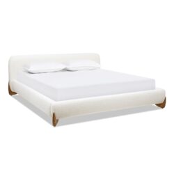 Alpine - King Puffy Modern Platform Bed - Ivory White