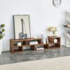 Modern 2 Piece Cube TV Stand With Open Storage, L Shaped Design - Walnut - Image 4