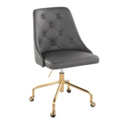 Marche - Contemporary Adjustable Office Chair With Casters - Gold / Gray