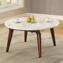 Gasha - Coffee Table - White Marble / Walnut