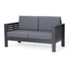 Acacia Wood Outdoor Loveseat And Coffee Table Set With Cushions - Dark Gray - Image 4