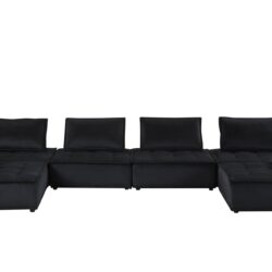 Anna - Velvet 6 Seater U-Shape Modular Sectional Sofa - Black