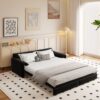Queen Pull Out Sofa Bed, 3 In 1 Convertible Sleeper Sofa With Side Storage Multifunctional Velvet Loveseat Bed For Living Room - Black - Image 3