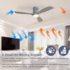 Wooden Ceiling Fan With 18W Led Light 3 Solid Wood Blades Remote Control Reversible Dc Motor For Home - Silver - Image 7