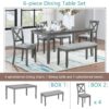 6 Pieces Kitchen Dining Set, Rectangular Wooden Dining Table With 4 Upholstered Chairs And A Bench, Dining Table Set For 6 People - Gray - Image 6