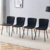 Luxury Minimalist Chairs (Set of 4) High Quality Dining Chairs With Metal Legs And - Black - Image 2