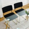 Modern Simple Light Luxury Dining Chair With Metal Legs, Teddy Material, (Set of 2) - Black - Image 3