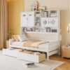 Twin Size Daybed With 2 Drawers And All In One Cabinet And Shelf - White - Image 17