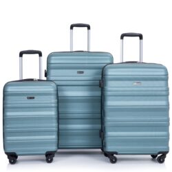 Expandable 3 Piece Luggage Sets Pc Lightweight & Durable Suitcase With Two Hooks, Spinner Wheels, Tsa Lock, (21/25/29) - Dark Green