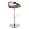 Cassis - Mid-Century Modern Adjustable Barstool With Swivel With Oval Footrest (Set of 3) - Chrome / Walnut / Gray - Image 2