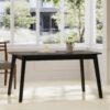 Mid Century Dining Table With Rubberwood Legs And Faux Wood Tabletop - Black - Image 4