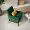 Cole - Solid Wood Lounge Chair - Green Fabric - Image 5