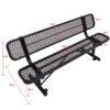 6' Outdoor Steel Bench With Backrest - Black - Image 5