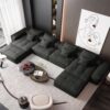 Modern Oversized Modular Sectional Sofa, Sparkling Chenille Fabric Soft Cushion Sofa With 8 Pillows, 8 Pieces Diy Combination Tufted Sofa, No Assembly Required - Black - Image 10