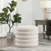 Fuji - Oversized Round Storage Ottoman - Ivory White - Image 9