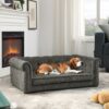Modern Style Elegant Rectangle Pet Bed For Small And Medium Dogs, Durable Elevated Dog Sofa - Dark Gray - Image 6
