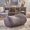 Michael - Modern 4 Foot Cylindrical Suede Bean Bag Chair - Charcoal - Image 5