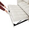 Velvet Loveseat Sofa Bed - Off White - Image 7