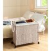 Laundry Hamper With Lid PE Rattan Powder Coating Frame Clothes Hampers With 2 Removable Bags, Wheels, 160L - Gray - Image 2