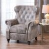 Accented Push Back Recliner Chair With Rolled Arms, Cocooning Comfort - Brown Gray - Image 13