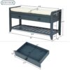Shoe Rack With Cushioned Seat And Drawers Multipurpose Entryway Storage Bench - Antique Navy - Image 2