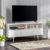 Mid-Century Modern Minimalist 3 Drawer Corner TV Stand For TVs Up To 58 - White - Image 6