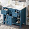 Bathroom Vanity With Resin Sink Combo, Frame Bathroom Storage Cabinet, Freestanding Vanity Set, 5 Drawers & Soft Closing Doors - Blue - Image 26