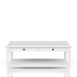 Cocktail Table With Two Storage Drawers And Casters - White