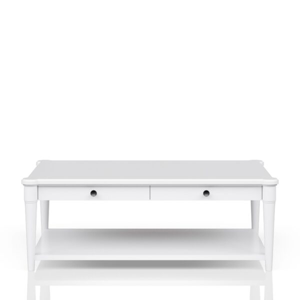 Cocktail Table With Two Storage Drawers And Casters - White