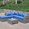 Luxurious Comfort Patio Sofa With Cushions - Blue / Gray - Image 19
