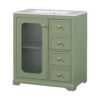 Bathroom Vanity With A Soft Close Glass Door, Adjustable Shelves, And Three Drawers - Green - Image 14