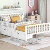 Full Size Platform Bed With Guardrails On Both Sides And 2 Storage Drawers - White - Image 10
