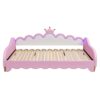 Twin Extending Daybed With LED Lights, Modern Upholstered Princess Daybed With Crown Headboard - Pink - Image 6