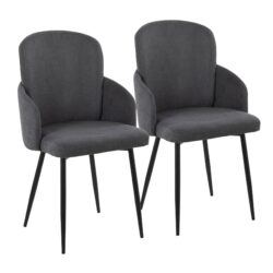 Dahlia - Contemporary Dining Chair (Set of 2) - Black - Fabric
