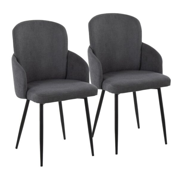 Dahlia - Contemporary Dining Chair (Set of 2) - Black - Fabric