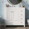 Bathroom Vanity With Ceramic Sink Combo, Abundant Storage Cabinet -2 Soft-Close Doors And 5 Drawers - White - Image 7