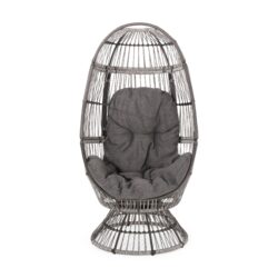 Berkshire - Outdoor Wicker Swivel Egg Chair With Water Resistant Cushions - Gray