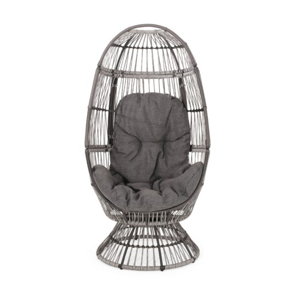 Berkshire - Outdoor Wicker Swivel Egg Chair With Water Resistant Cushions - Gray