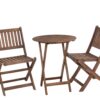 3 Piece Acacia Bistro Set, Folding Patio Furniture For Garden Backyard Balcony Porch With 1 Coffee Table And 2 Foldable Chairs - Natural Stained - Image 11