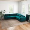 Amber - Velvet Corner Sectional Sofa - Teal - Image 10