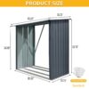 Outdoor Steel Firewood Rack, Open Wood Shed With Sloped Roof For Firewood, Pellet, Or Lumber Storage - Black - Image 6