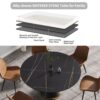 59.05" Modern Artificial Stone Round Black Carbon Steel Base Dining Table, Can Accommodate 6 People - Black - Image 5